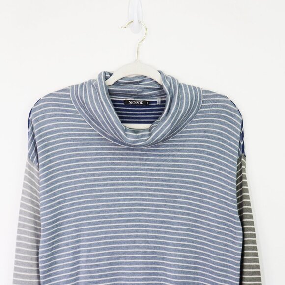 NEW Nic + Zoe Tranquil Sweater Cowl Neck Long Sleeve Color Block Stripe Pullover - Picture 5 of 8